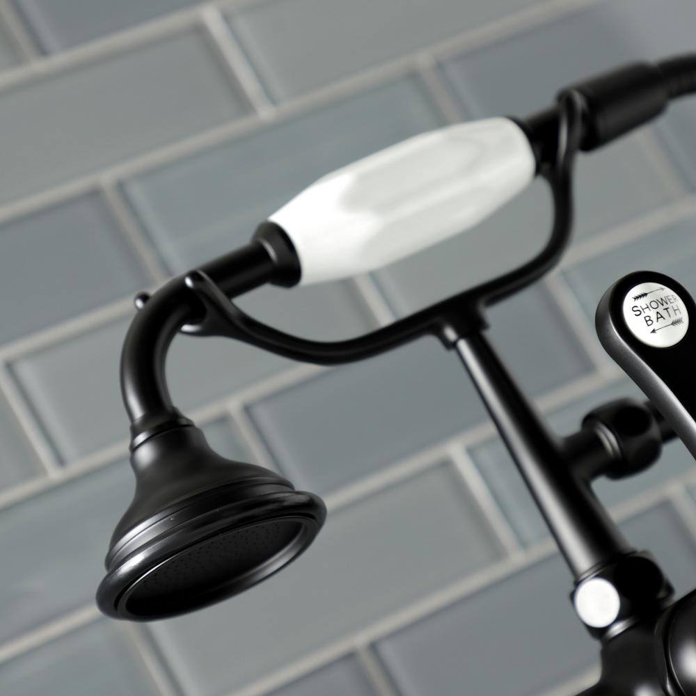 Matte Black Brass Clawfoot Tub Faucet with Hand Shower