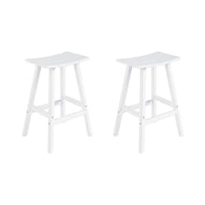 Franklin White 29 in. Plastic Outdoor Bar Stool (Set of 2)