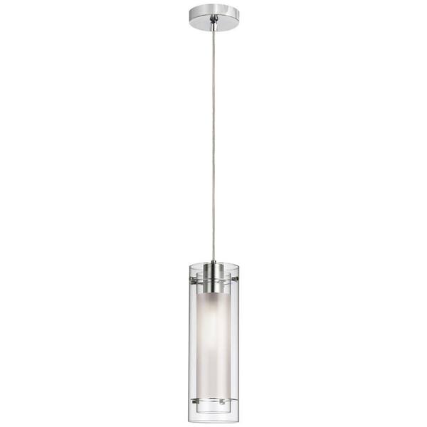 Dainolite 1-Light Chrome Pendant with Glass Shade