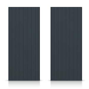 48 in. x 80 in. Hollow Core Charcoal Gray Stained Composite MDF Interior Double Closet Sliding Doors