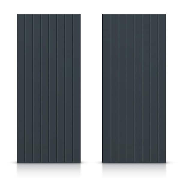 CALHOME 72 in. x 80 in. Hollow Core Charcoal Gray Stained Composite MDF Interior Double Closet Sliding Doors