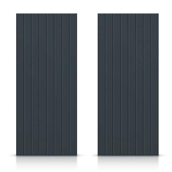 CALHOME 84 in. x 84 in. Hollow Core Charcoal Gray Stained Composite MDF Interior Double Closet Sliding Doors