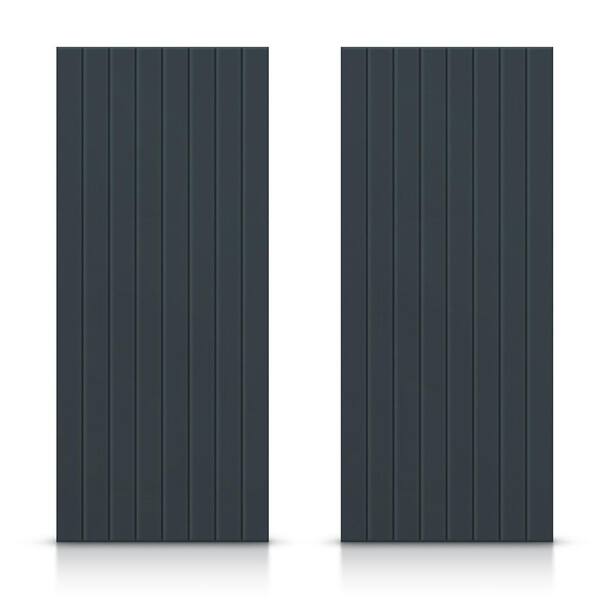 CALHOME 84 in. x 96 in. Hollow Core Charcoal Gray Stained Composite MDF Interior Double Closet Sliding Doors