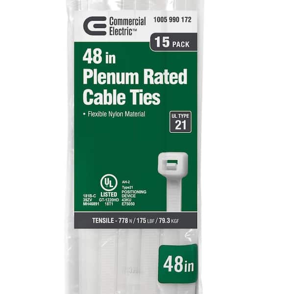 Commercial Electric 48 in. Natural Heavy-Duty Cable Tie (15-Pack)