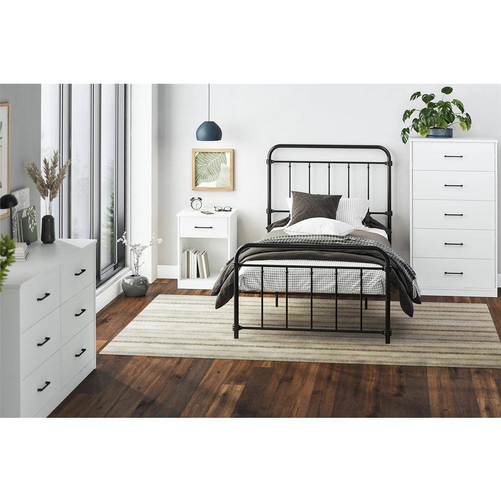 White Wide 6 Drawer Dresser with Metal Slides