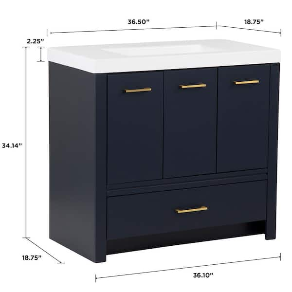 Home Decorators Collection Moorside 36 in. W x 19 in. D x 34 in. H Single Sink  Bath Vanity in Sweet Maple with White Engineered Stone Top Moorside 36SM -  The Home Depot