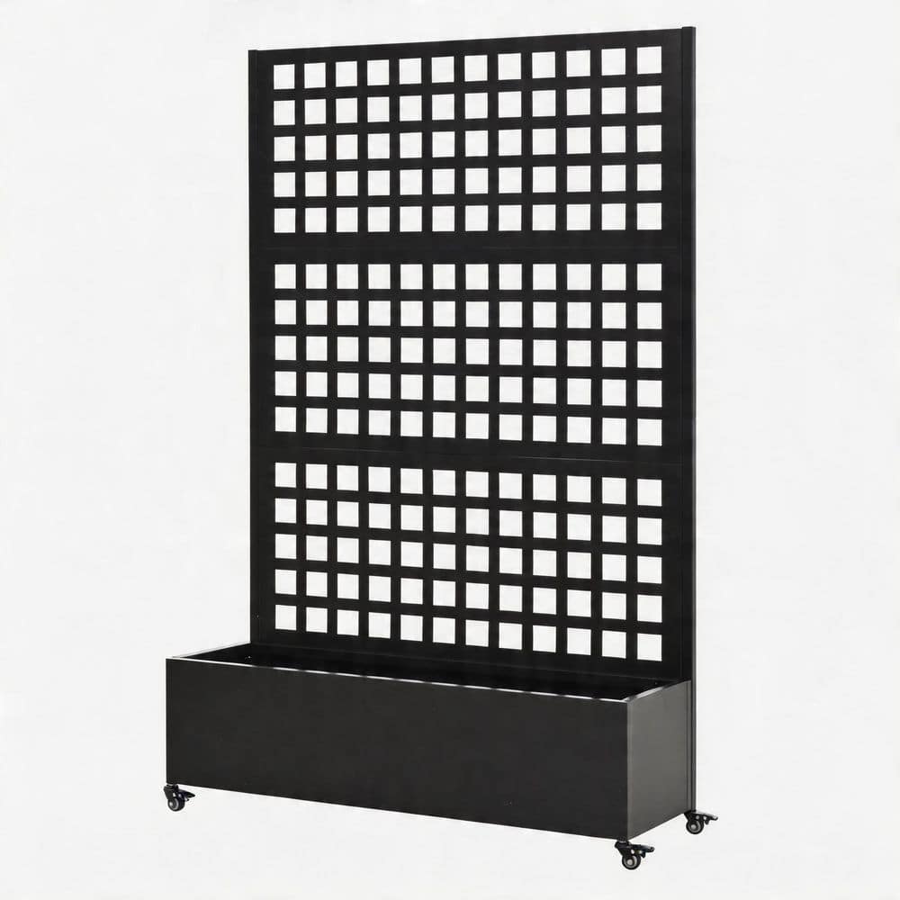 Black Metal Rectangular Planter Box with Wheels and Trellis Privacy Screen (73 in. L x 47 in. W x 16 in. H) price history on PriceWatchPro