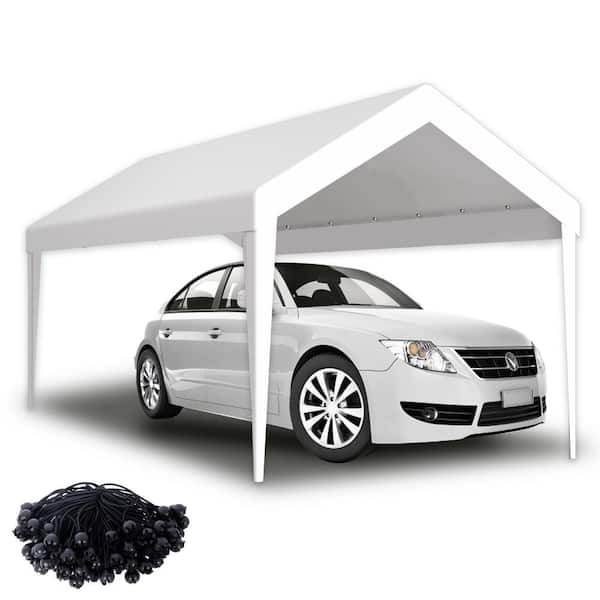 Unbranded 10 ft. x 20 ft. Carport Replacement Canopy Cover, Waterproof and UV Protected Tarp with 72 Elastic Buckles, White