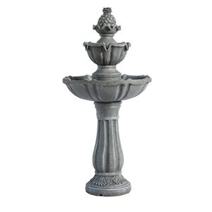36.2 in. Solar Water Fountain, 2-Tier, Grey Resin, Outdoor, with Solar Panel & Solar Pump for Home Garden Yard Decor