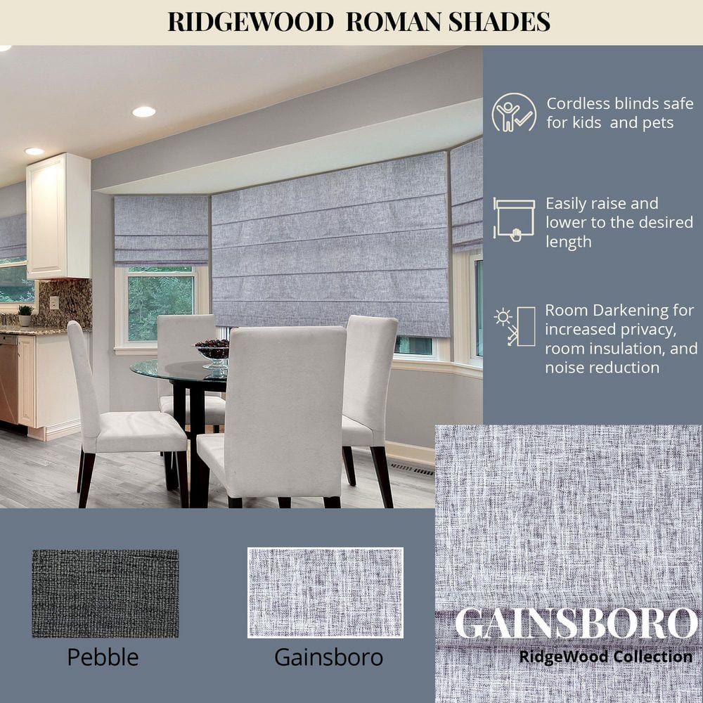 Lexington Gainsboro Cordless Blackout Fabric Roman Shade 48" x 72"
