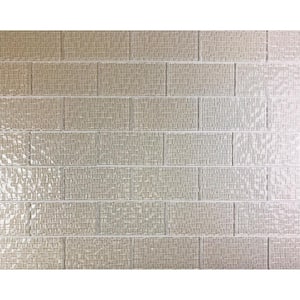 Coastal Style Glossy Cream 3 in. x 6 in. Textured Glass Tile Sample