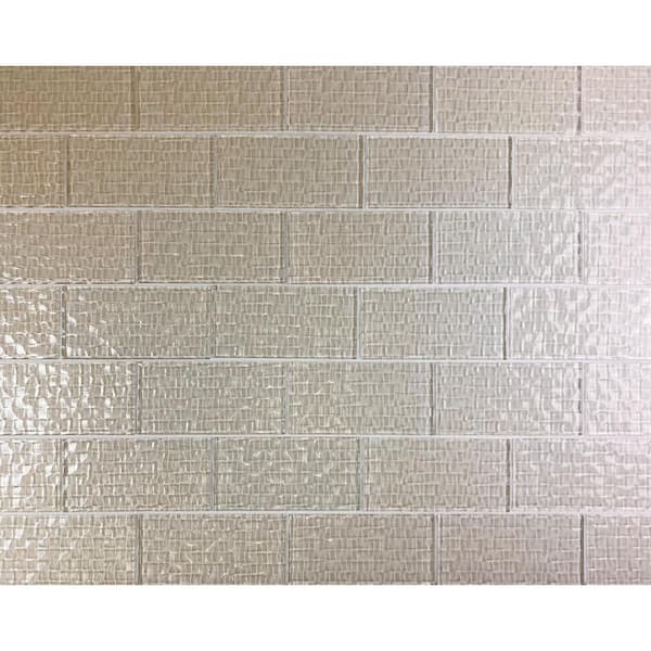 ABOLOS Coastal Cream 3 in. x 6 in. Glossy Textured Glass Subway Wall Tile (12 sq. ft./Case)