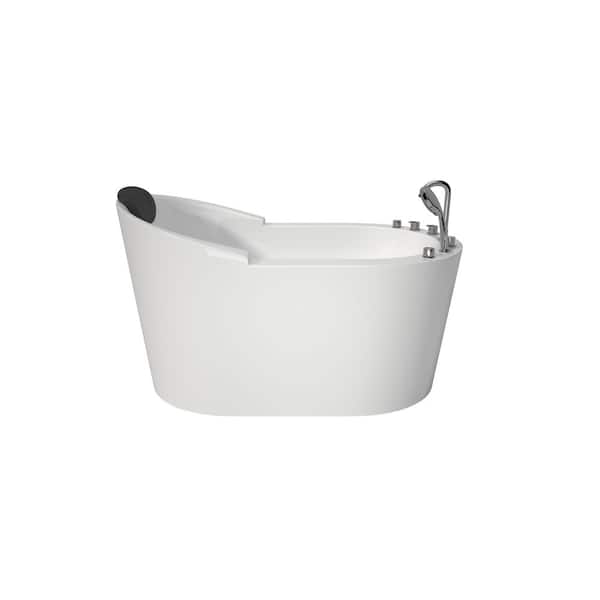 51 in. Soaking Whirlpool Bathtub in White with Center Drain