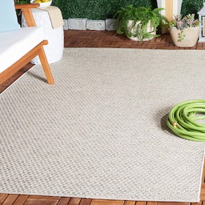 Sisal All-Weather Light Gray/Ivory 9 ft. x 12 ft. Solid Woven Indoor/Outdoor Area Rug