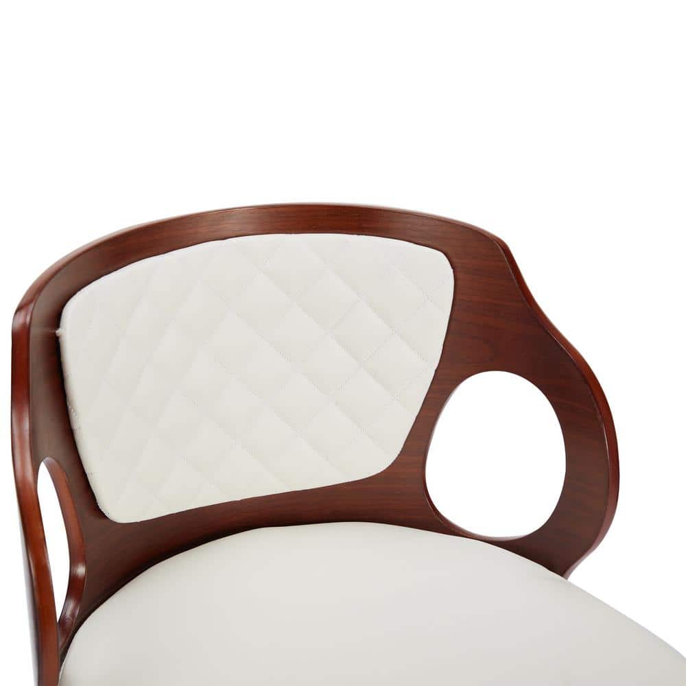 Adjustable White Faux Leather Swivel Bar Stools with Arms