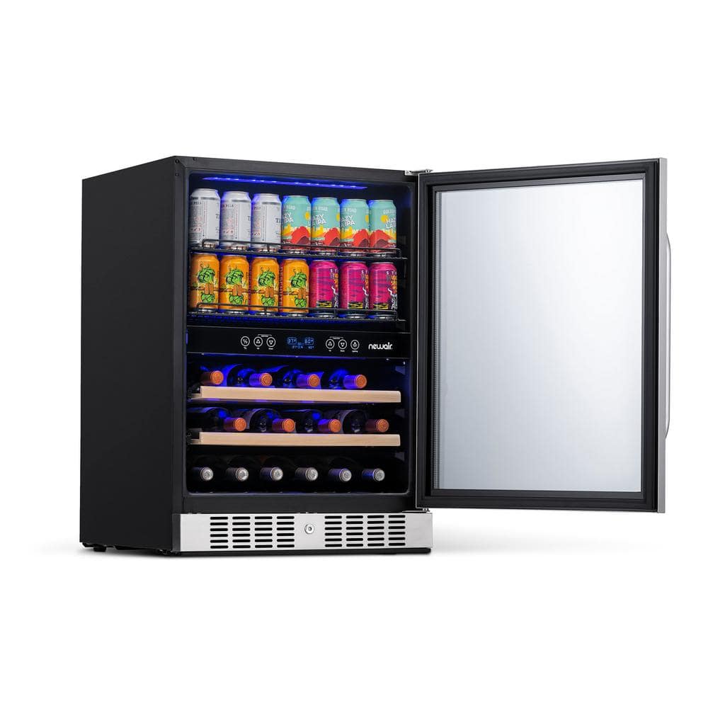 Stainless Steel Dual Zone 20-Bottle and 70-Can Beverage Refrigerator