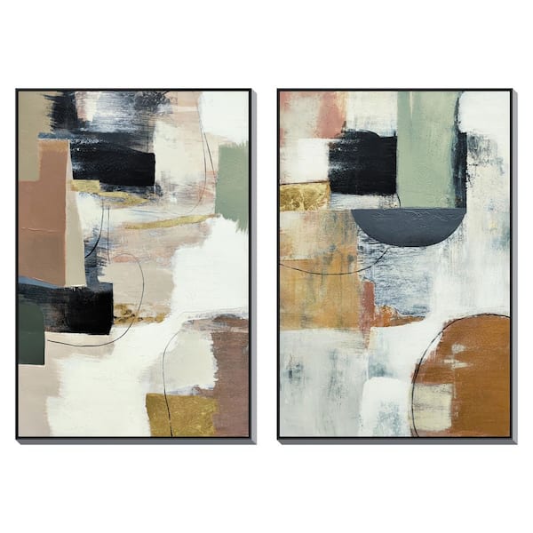 2-Piece Framed Mixed Media Abstract Wall Art 47 in. x 32 in.