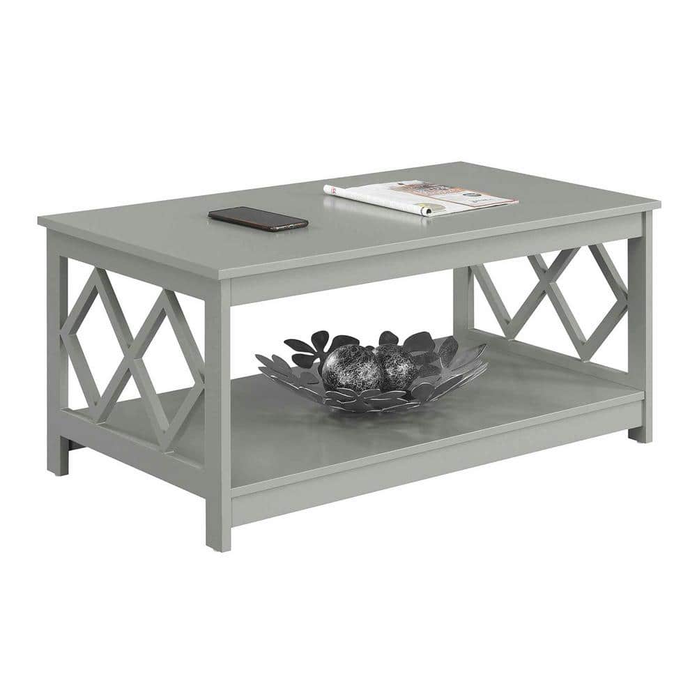 Contemporary Diamond-Cut 40" Gray Melamine Coffee Table