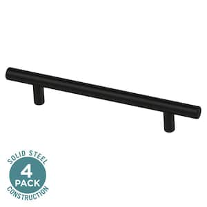 Solid Bar 5-1/16 in. 128 mm Matte Black Cabinet Pull (4-Pack)