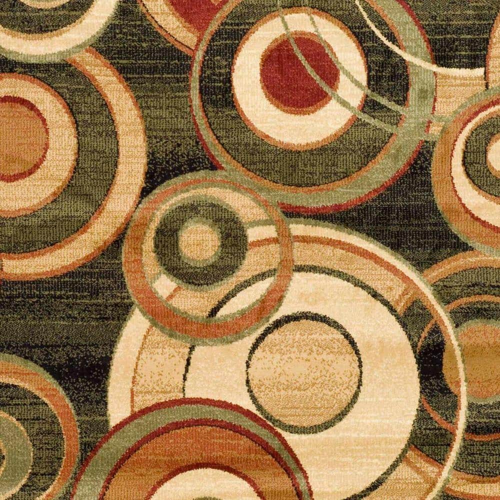 Black Multicolor Geometric Circles 6' x 9' Synthetic Area Rug