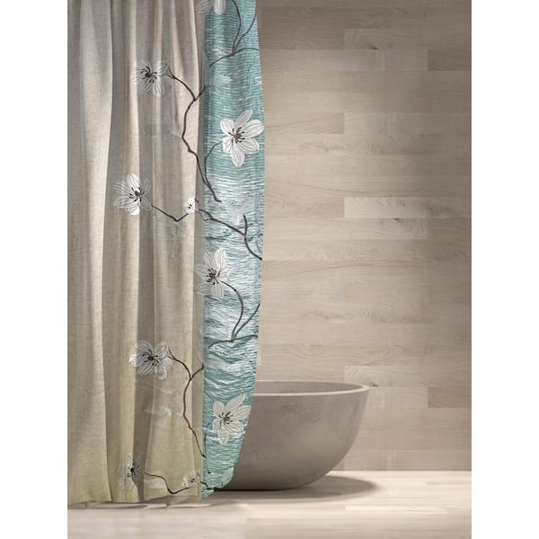 72 in. x 72 in. Magnolia Blue Shower Polyester Curtain