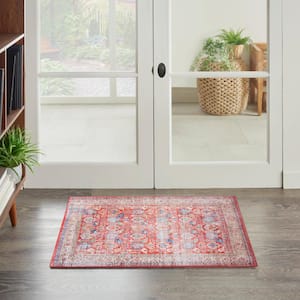 Fulton Red  doormat 2 ft. x 3 ft. Medallion Traditional Area Rug