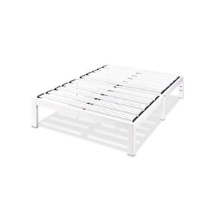 Mellow Rocky Base C 14 In. White Twin Metal Platform Bed, Patented Wide ...