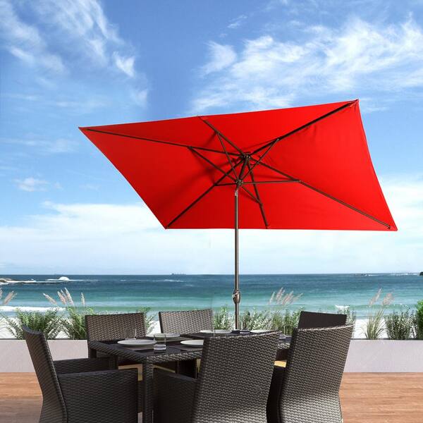 Casainc 10 Ft Aluminum Rectanglar Market Patio Umbrella In Red Wf Sm R300rd - Ace Hardware Patio Table Umbrella Stands