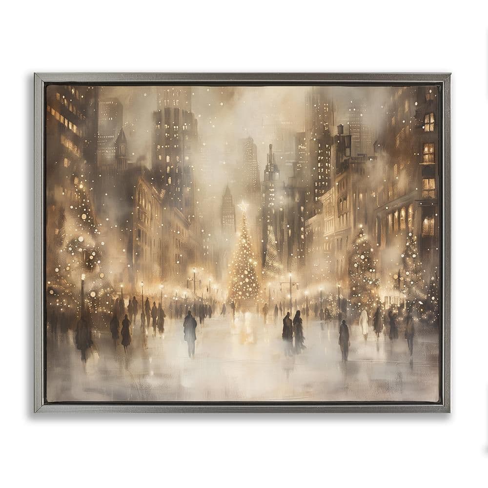 Christmas In New York by Arlington Prints 1 Piece Gray Floater Frame Graphic Country Art Print 17 in. x 21 in. price history on PriceWatchPro