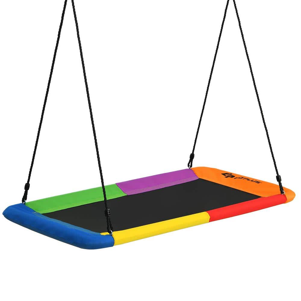 Costway 60 in. Colorful Platform Tree Web Swing Outdoor with