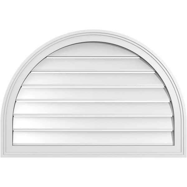 Ekena Millwork 32 in. x 22 in. Round Top White PVC Paintable Gable Louver Vent Functional