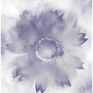 Watercolor Sunflower Metallic Purple Haze and Pearl Paper Strippable Roll (Covers 56.05 sq. ft.)