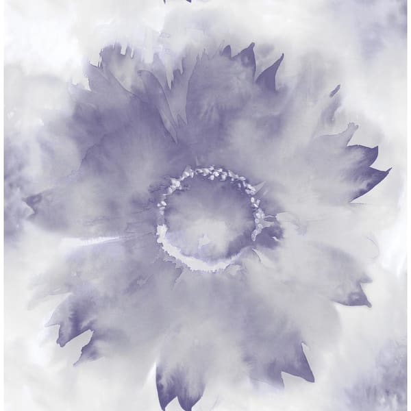 Seabrook Designs Watercolor Sunflower Metallic Purple Haze and Pearl Paper Strippable Roll (Covers 56.05 sq. ft.)