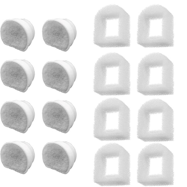 KIWDZFU Pet Fountain Filter Replacement 8 Carbon Filters 8 Foam Pre ...