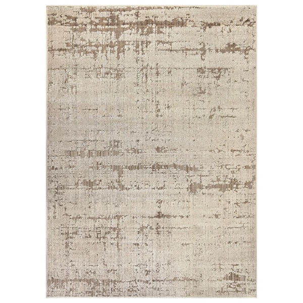 Textured Abbstract Sandstone Indoor High-Low Area Rug 4 ft. x 6 ft. Beige