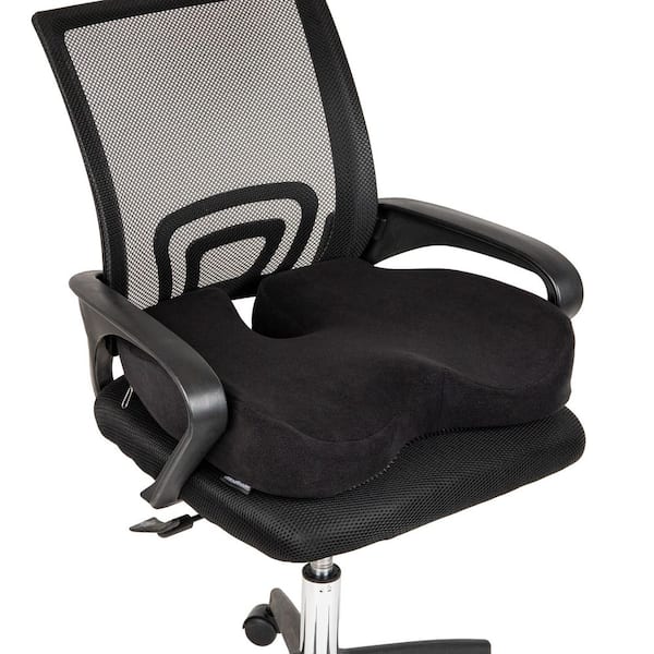 Mind Reader Black Memory Foam Ergonomic Office Chair Pad Cushion