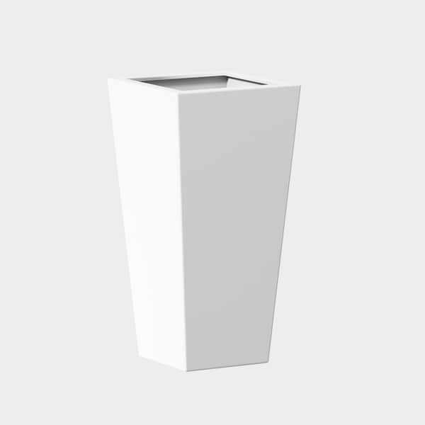 Noble House Miranda 30 in. H Outdoor Patio and Indoor Tapered Metal Planter with Drainage Hole and Rubber Plug, White