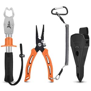 Orange Multi-Functional Saltwater Fishing Tool Kit with Anti-Slip Rubber Handle