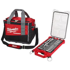 3/8 in. Drive Metric Ratchet and Socket Mechanics Tool Set with PACKOUT Case and Bag (32-Piece)