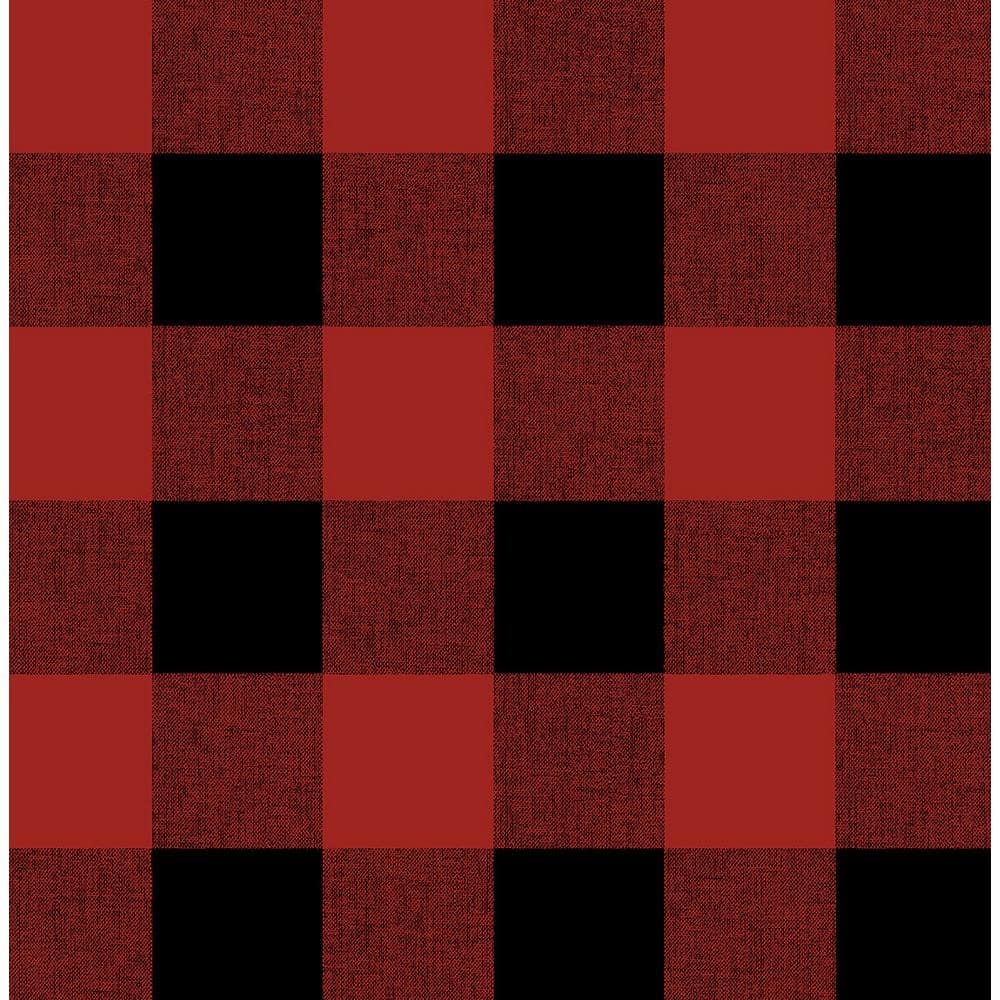 NextWall Red and Black Buffalo Plaid Peel and Stick Wallpaper (Covers 30.75  sq. ft.) NW34501 - The Home Depot