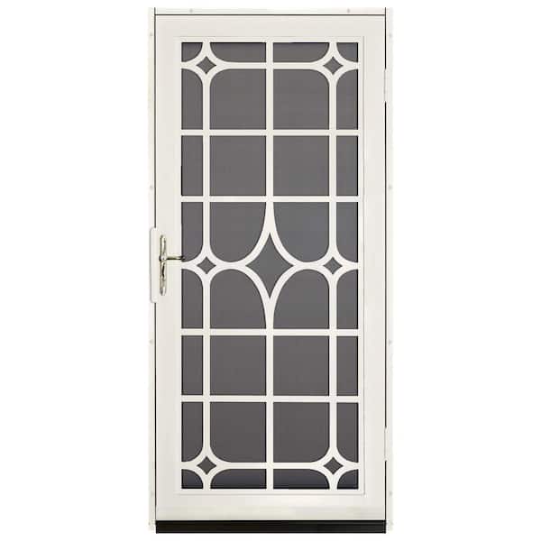 Unique Home Designs 36 in. x 80 in. Lexington Almond Surface Mount Steel Security Door with Insect Screen and Nickel Hardware