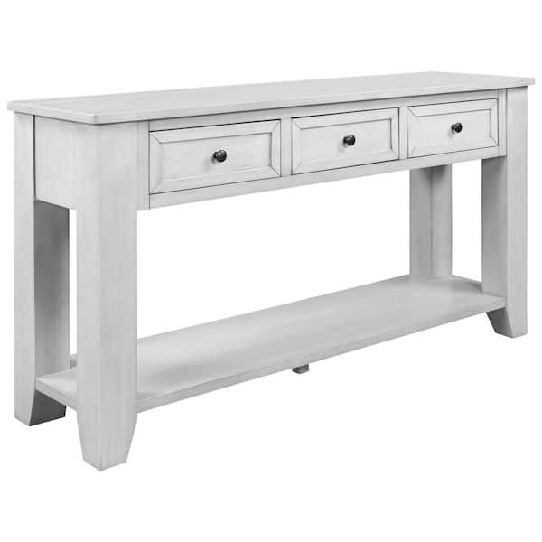 Unbranded 55.1 in. W x 15 in. D x 30 in. H Bathroom White Linen Cabinet