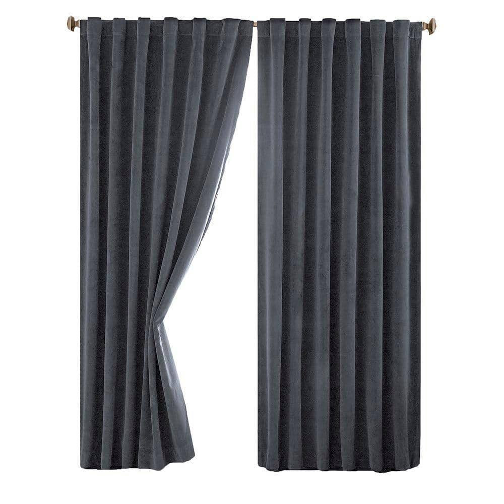 Absolute Zero Stone Blue Solid Thermal Blackout Curtain 50 In W X 95 In L 11718050x095stb The Home Depot