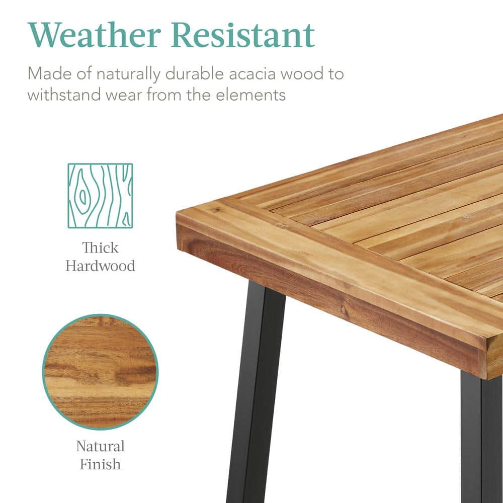 Rustic Acacia Wood 6-Person Dining Table with Metal Legs