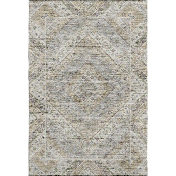 Mayfield Premium Machine Washable Abstract AMF2195 Ivory 3 ft. x 4 ft. Area Rug