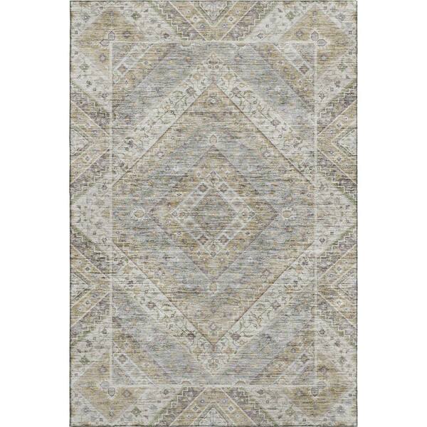 Mayfield Premium Machine Washable Abstract AMF2195 Ivory 3 ft. x 5 ft. Area Rug