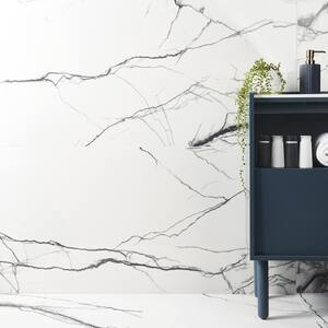 Magnus Breach 23.62 in. x 47.24 in. Polished Porcelain Marble Look Floor and Wall Tile (15.49 sq. ft./Case)