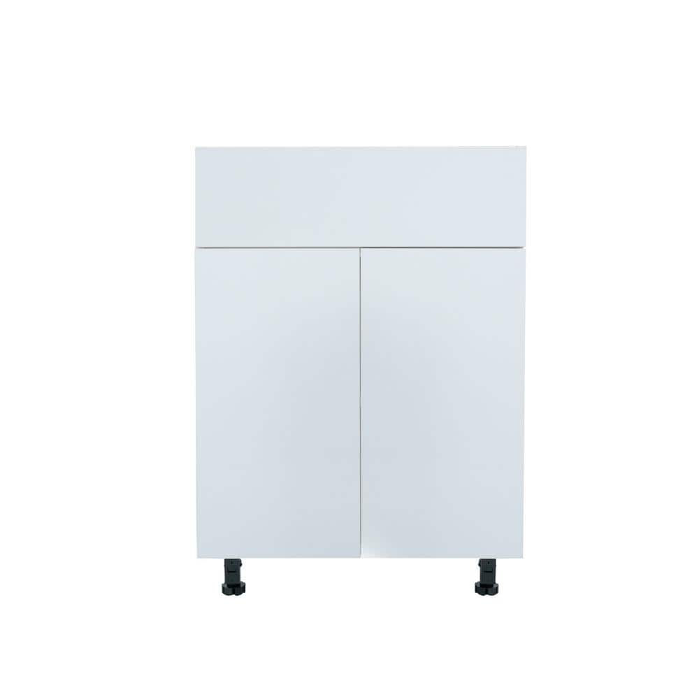 Radiance 36 in. W x 24 in. D x 34.5 in. H Ready to Assemble Slab Base Kitchen Cabinet in White Gloss price history on PriceWatchPro