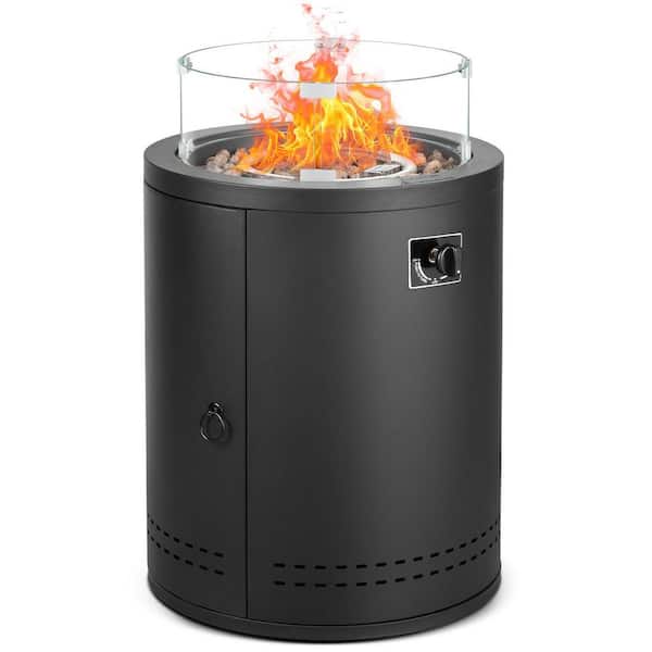 Hanover Naples 16 in. x 35 in. Square Column Steel Gas Fire