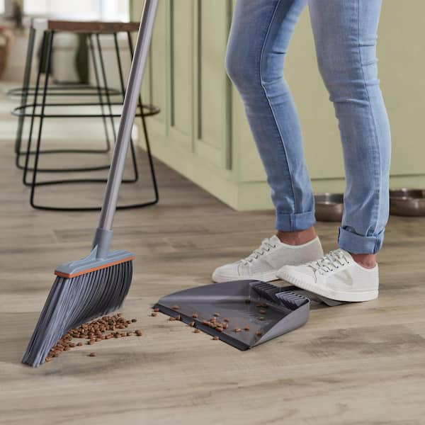 15 in. Angle Broom and Step-On Dustpan Set